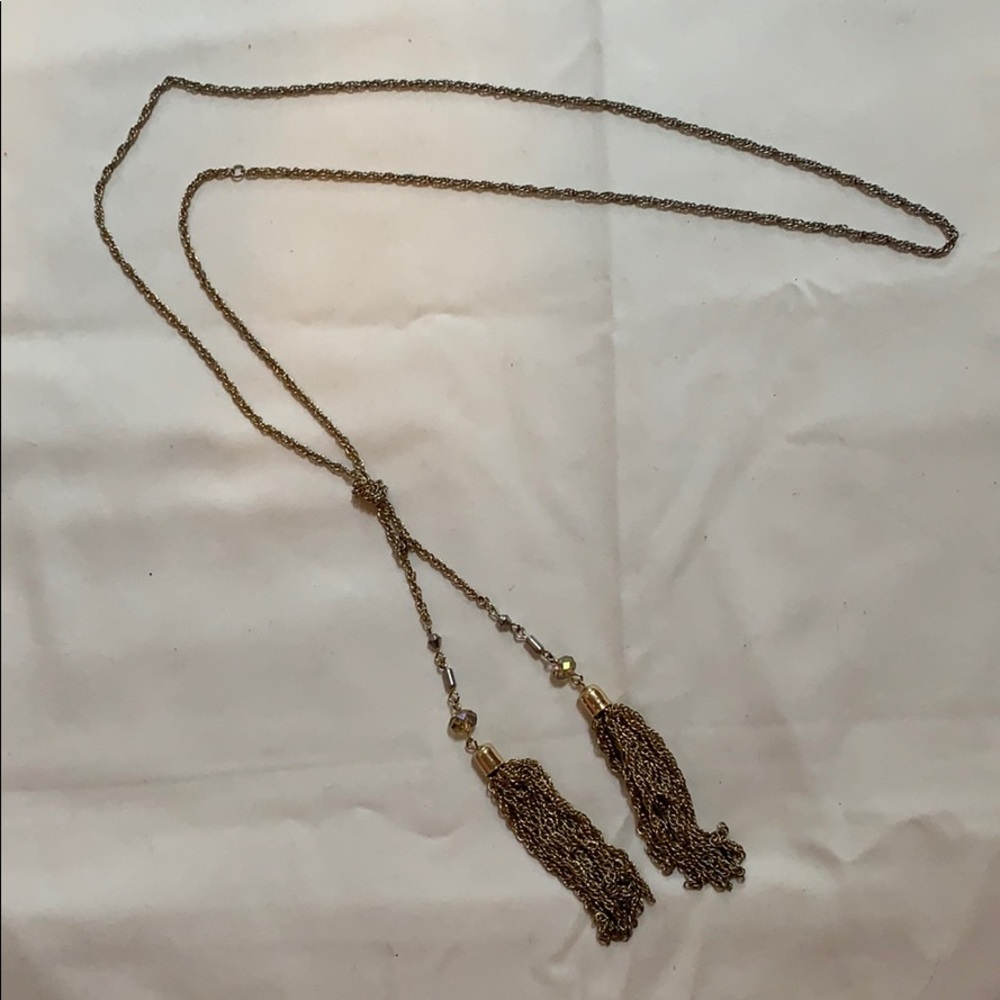 Silver and gold dual tassel necklace